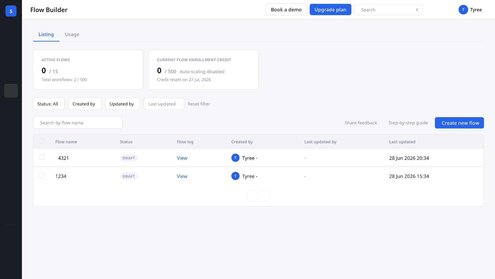 Flow Builder listing